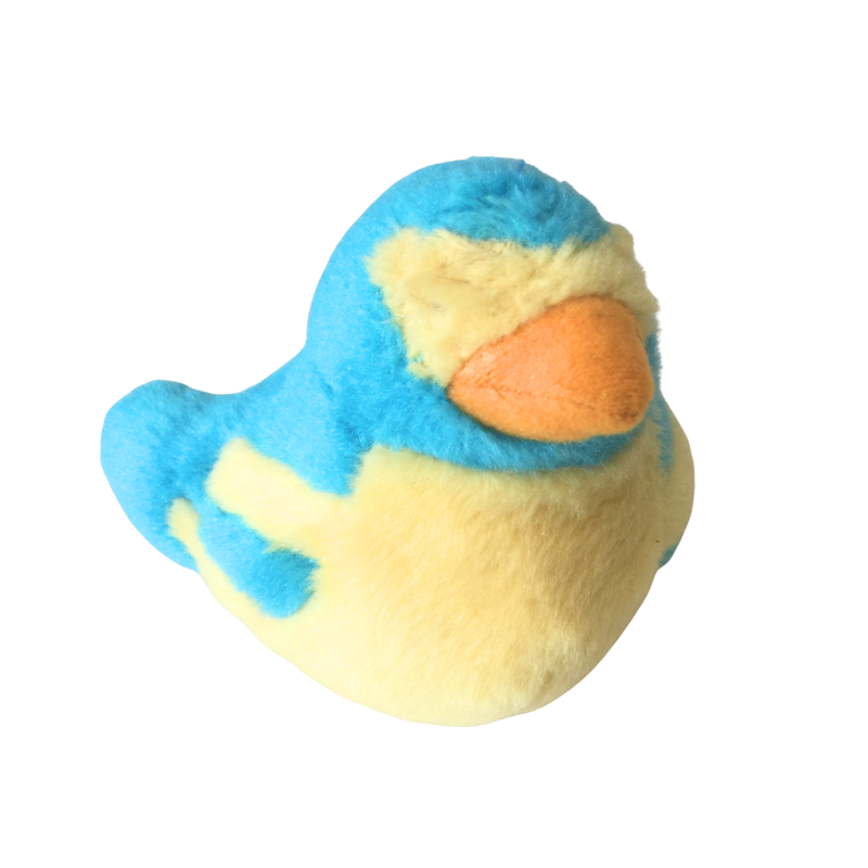 Peluche oiseau bleu et jaune – Petit doudou enfant – Destockage