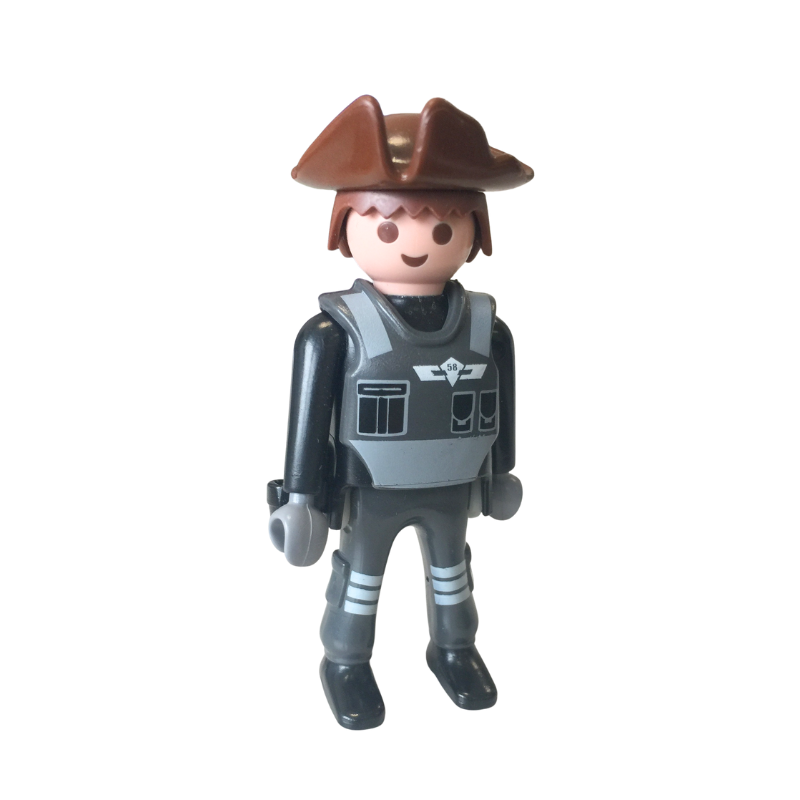 Figurine Playmobil soldat tactique gris – Chapeau marron – Destockage