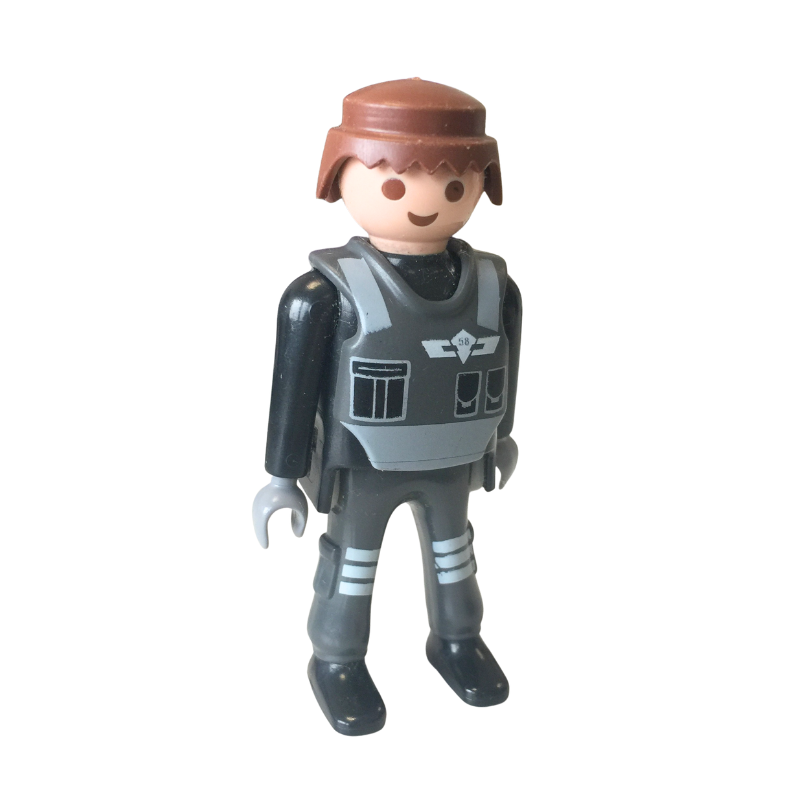 Figurine Playmobil agent de sécurité – Tenue tactique grise – Destockage