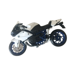 Moto miniature BMW – Modèle sport blanc/bleu – Collection ou jouet – Destockage