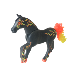Figurine cheval noir fantastique – Crinière de feu – Jouet enfant – Destockage