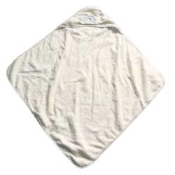 Cape de bain bébé – Lapins brodés bleu – Douce éponge blanche