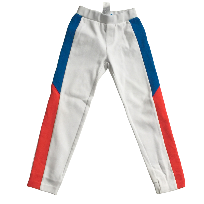 Pantalon JACADI enfant – 8 ans (128 cm) – Blanc avec bandes colorées