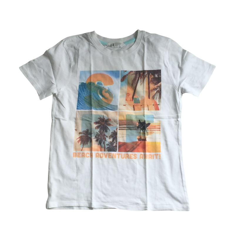 T-shirt H&M enfant – 8/10 ans – “Beach Adventures Await”