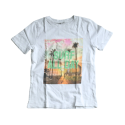 T-shirt H&M enfant – 8/10 ans – “Surf All Day” – Motif coucher de soleil