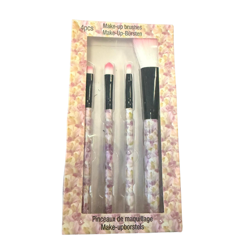 Coffret 4 pinceaux de maquillage – Motif floral – Application précise