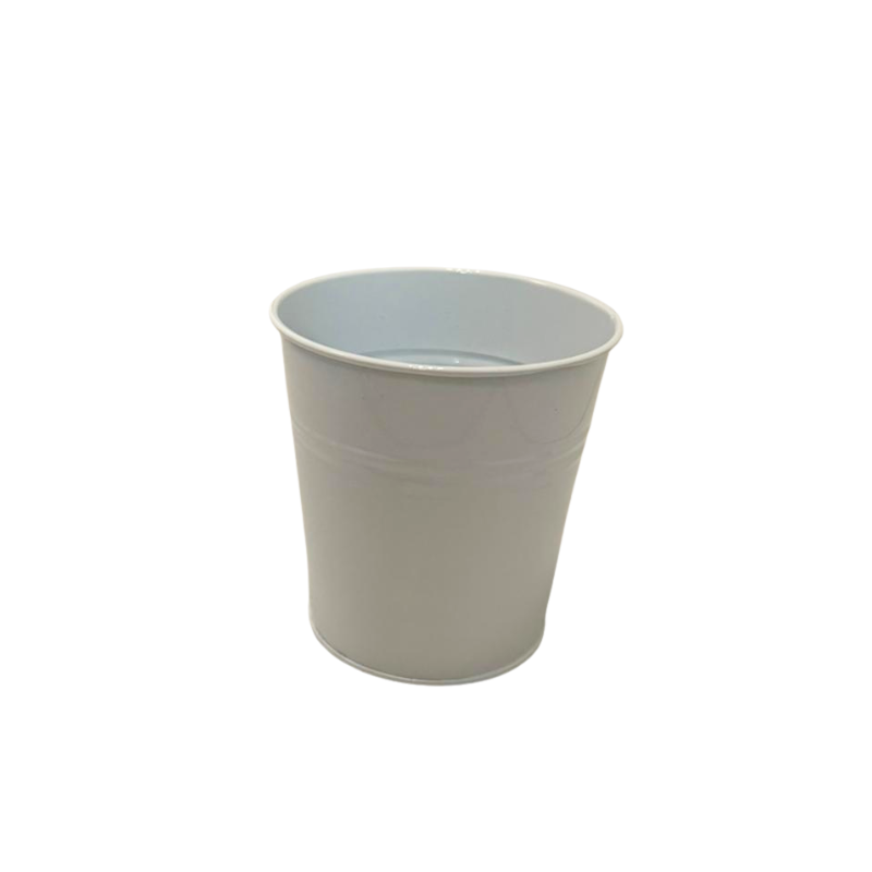 Pot en métal blanc – Petit cache-pot / rangement – Déco maison