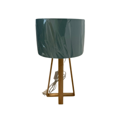 NEUF - Lampe décorative bois & abat-jour bleu