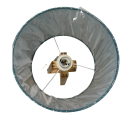 NEUF - Lampe décorative bois & abat-jour bleu