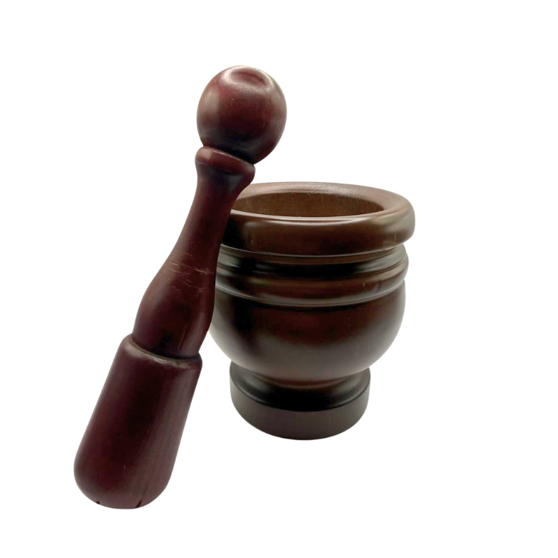 Mortier et pilon en bois massif