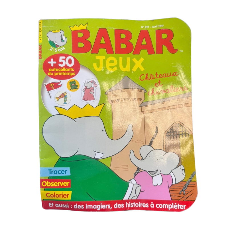 Magazine Babar Jeux – Châteaux et chevaliers – +50 autocollants