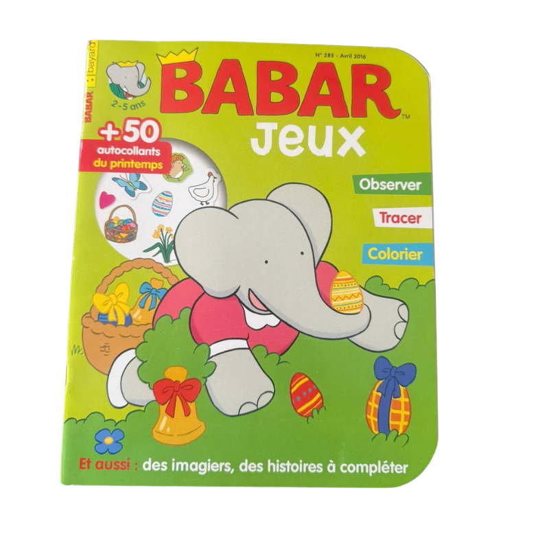 BABAR Jeux – Observer, Tracer, Colorier – +50 autocollants – 2-5 ans