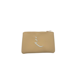 Pochette zippée beige – Trousse compacte brodée – Format pratique