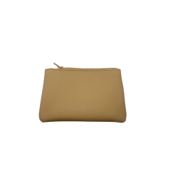 Pochette zippée beige – Trousse compacte brodée – Format pratique