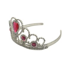 Diadème princesse argenté cœur rouge – Serre-tête strass