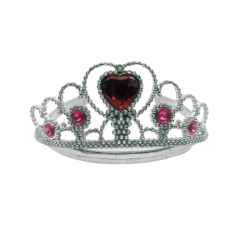 Diadème princesse argenté cœur rouge – Serre-tête strass
