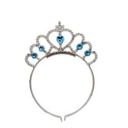 Diadème princesse argenté cœur turquoise – Strass bleus