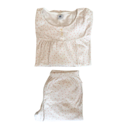Pyjama Petit Bateau 12 ans (152 cm) – Ensemble fille blanc à pois – Coton