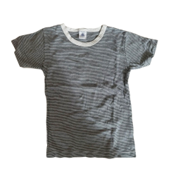 T-shirt Petit Bateau 8 ans (128 cm) – Marinière gris et blanc – Manches courtes enfant