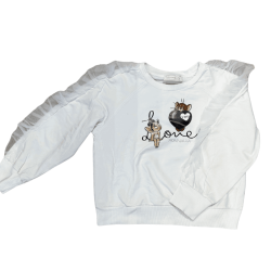 Sweat-shirt blanc Monnalisa Tom & Jerry 11 ans
