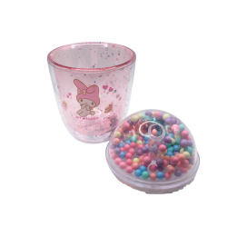 Gobelet enfant My Melody rose avec paille et perles – Tasse ludique – Sanrio