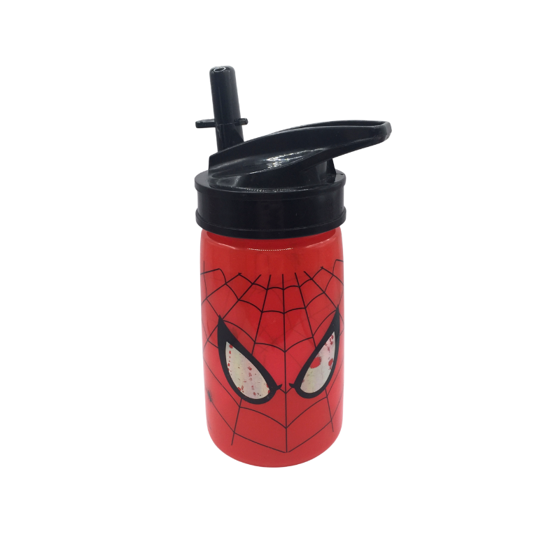 Gourde enfant Spiderman rouge avec paille – Bouteille Marvel – Gourde pratique école