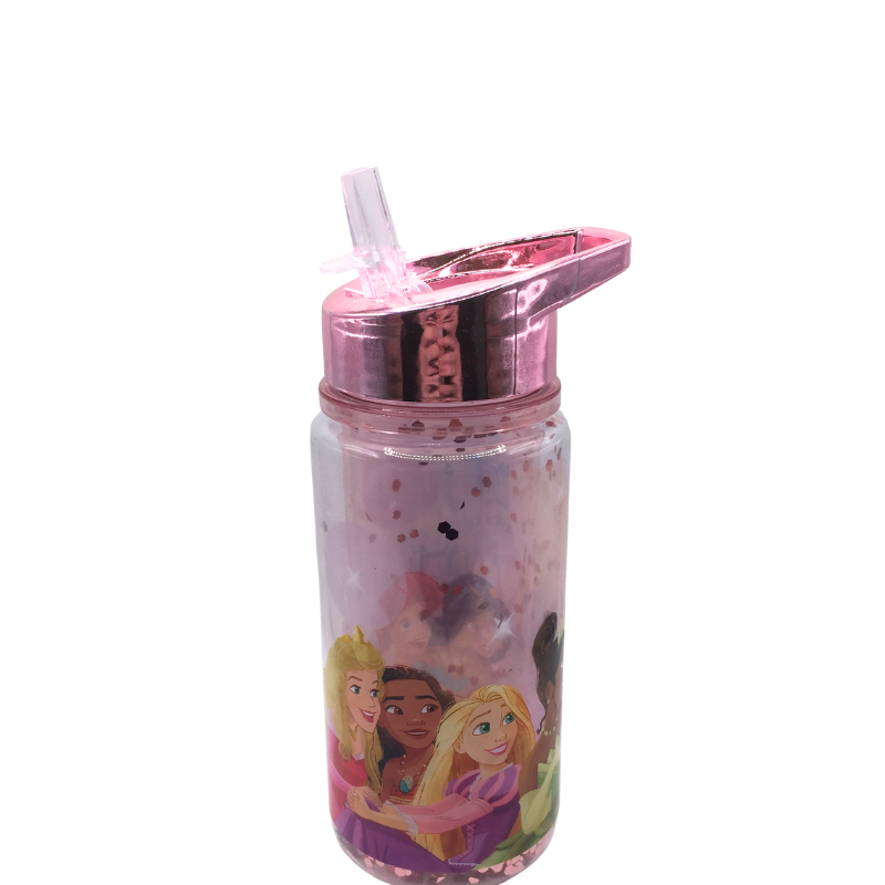 Gourde enfant Disney Princess rose avec paille – Bouteille princesse – Gourde fille