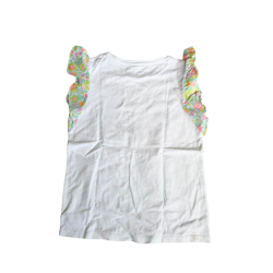 T-shirt fille Jacadi 10 ans – manches volantées fleuries