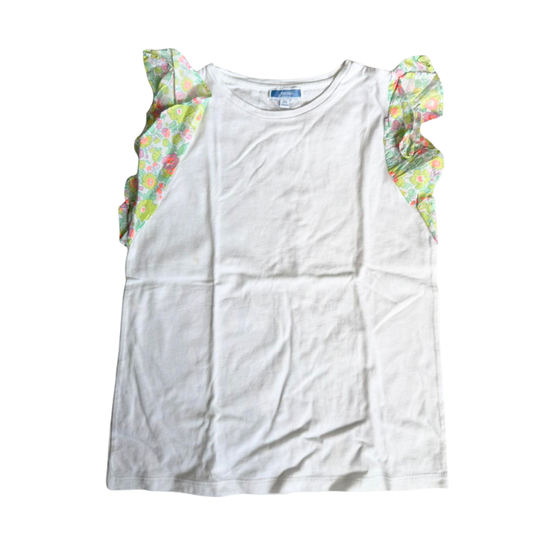 T-shirt fille Jacadi 10 ans – manches volantées fleuries