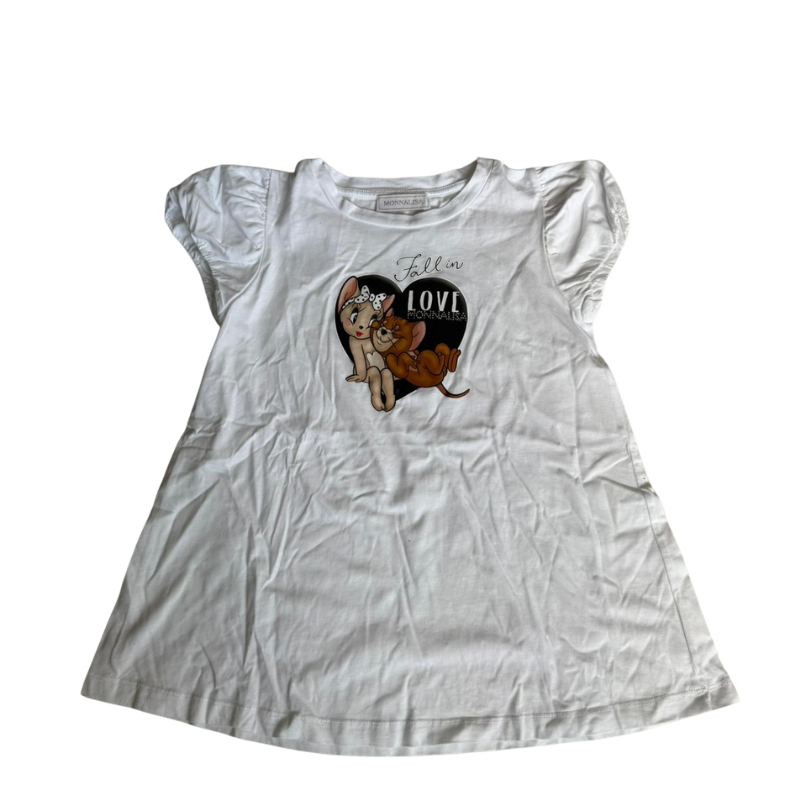 T-shirt fille Monnalisa 10 ans – motif souris “Fall in Love”