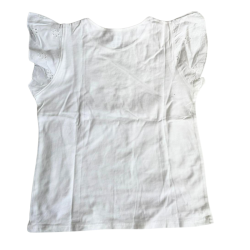 T-shirt fille H&M blanc – manches volantées broderie – 134/140 cm