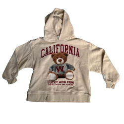 Sweat à capuche Zara 134 cm – motif ours “California”