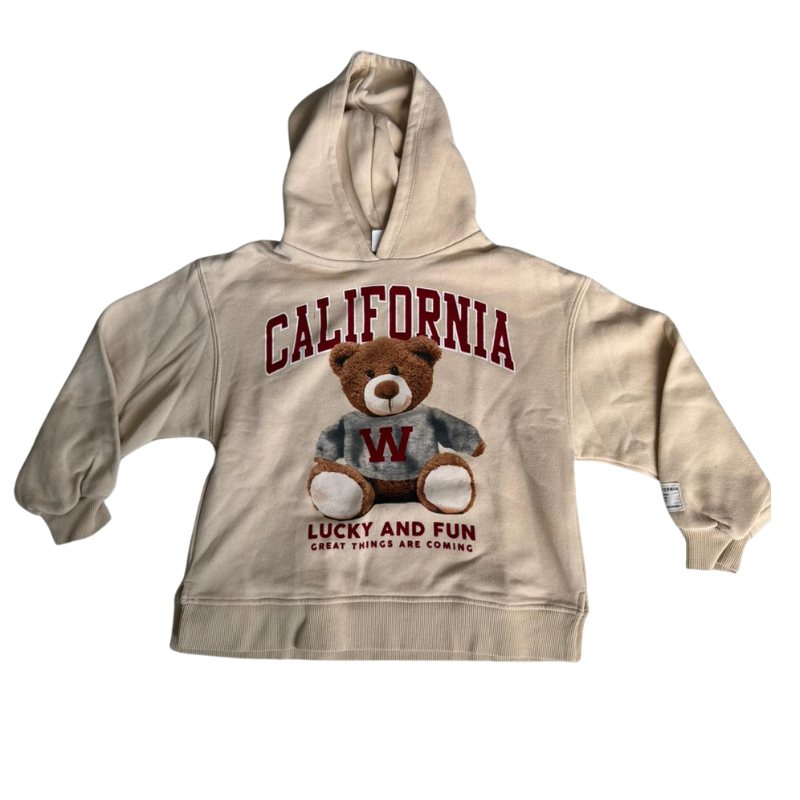 Sweat à capuche Zara 134 cm – motif ours “California”