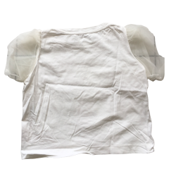 T-shirt Monnalisa blanc manches tulle rose strass 8 ans