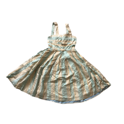 Robe fille élégante rayée vert et doré ~ 10 ans