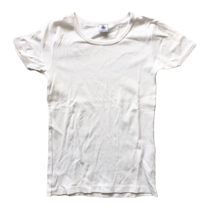 T-shirt Petit Bateau blanc manches courtes 12 ans