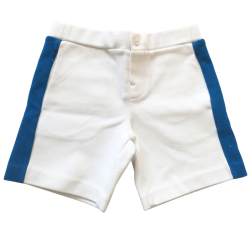 Short Jacadi enfant blanc avec bandes bleues 8 ans