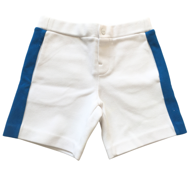 Short Jacadi enfant blanc avec bandes bleues 8 ans