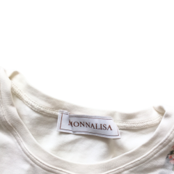 T-shirt manches longues Monnalisa blanc avec nœud fleuri 8 ans
