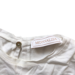 T-shirt manches longues Monnalisa blanc avec broderie fleurs 10 ans