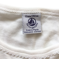 T-shirt manches longues Petit Bateau blanc motif cage 12 ans