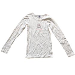 T-shirt manches longues Petit Bateau blanc motif cage 12 ans