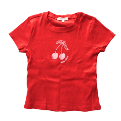 T-shirt rouge No Comment Girls motif cerises taille S (7-8 ans)