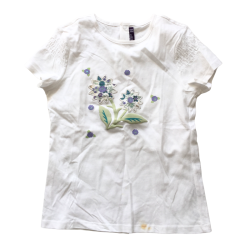 T-shirt blanc fleuri Sergent Major – 10 ans (140 cm)