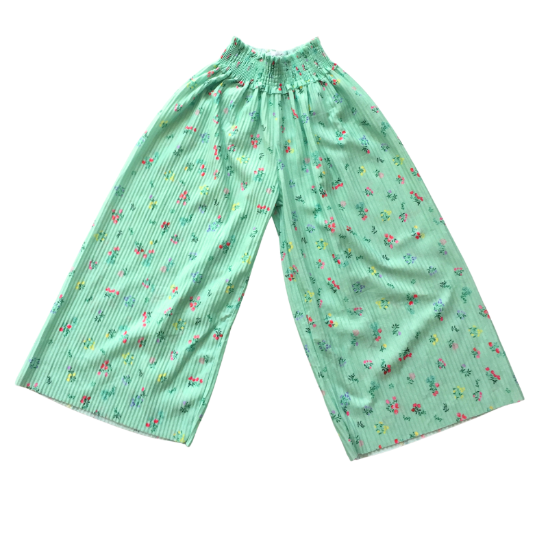 Pantalon large fluide vert fleuri Zara – 7 ans (122 cm)