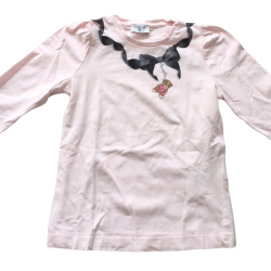 T-shirt manches longues rose Monnalisa nœud trompe-l’œil – 9 ans