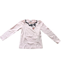 T-shirt manches longues rose Monnalisa nœud trompe-l’œil – 9 ans