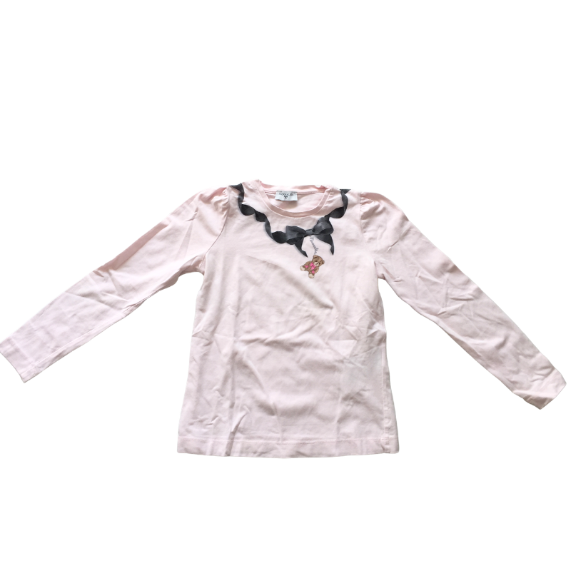 T-shirt manches longues rose Monnalisa nœud trompe-l’œil – 9 ans