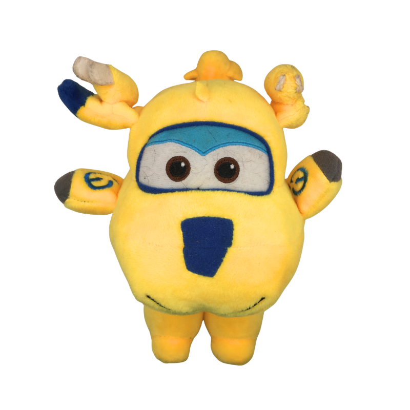 Peluche avion jaune type Super Wings – enfant