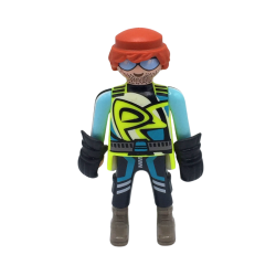 Figurine Playmobil personnage avec casque et accessoires
